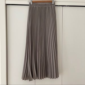 Pleated Maxi Skirt in Dark Greige